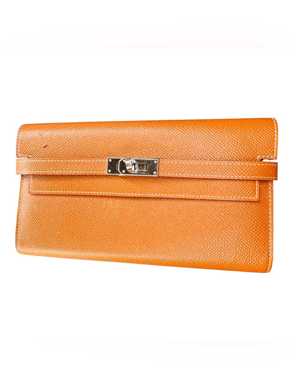 Hermès Kelly Long Wallet Clutch Leather Palladium Hardware | LIVE SHOWING